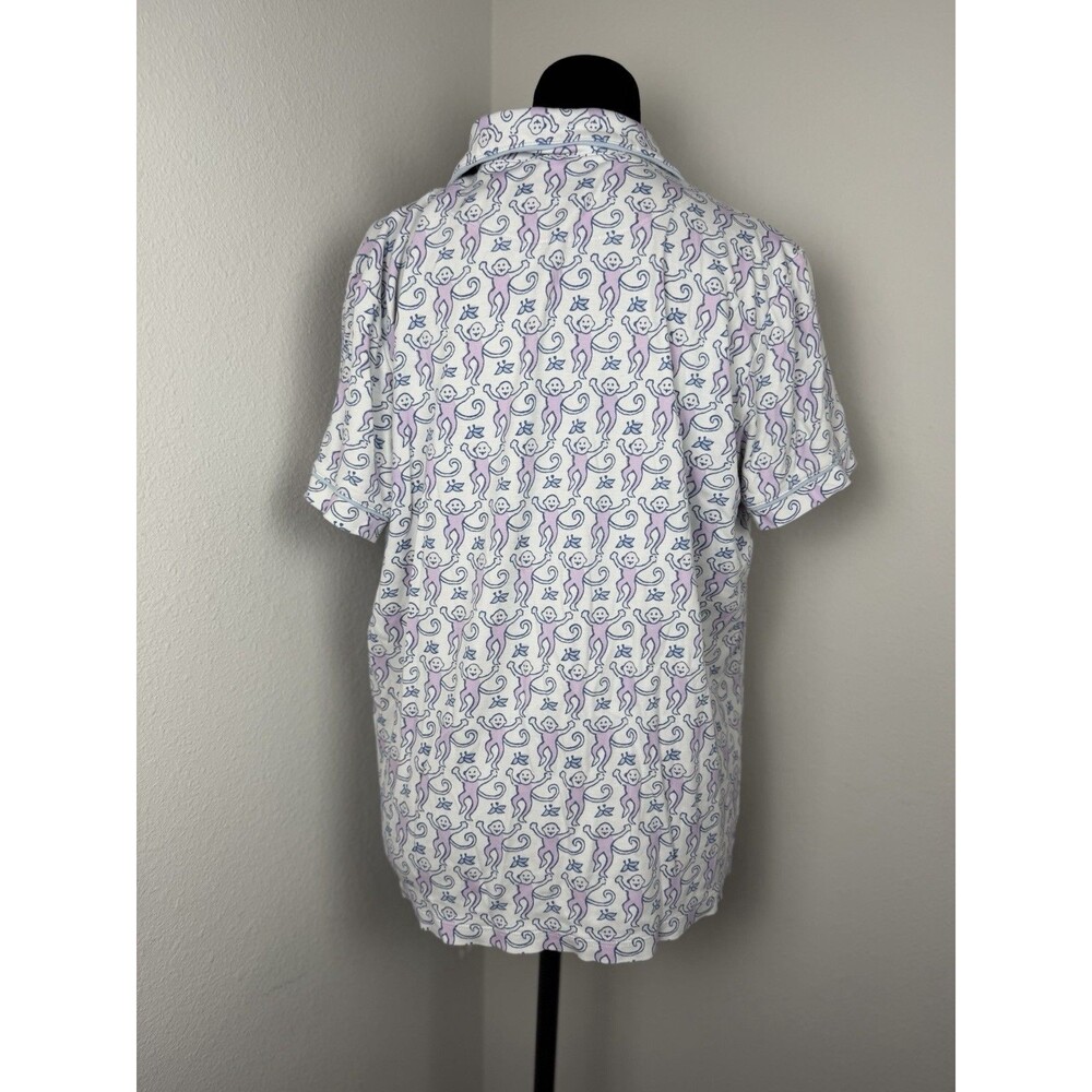 Roller Rabbit Pajama Top Womens Large Monkey Print Pima Cotton Button Front - Picture 5 of 9